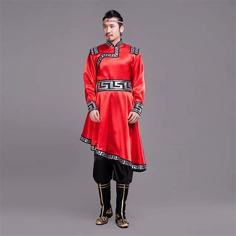 New Traditional Mongolian Costumes For Men Grassland National Genghis Khan Riding Dance Stage