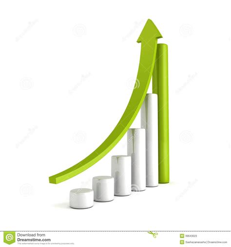 Green Bar Chart Business Growth With Rising Up Arrow Sccess Concept 3d