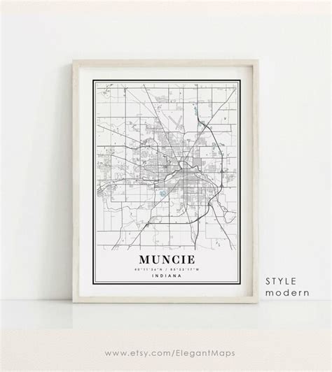 Muncie Indiana Map Muncie In Map Muncie City Map Muncie Etsy