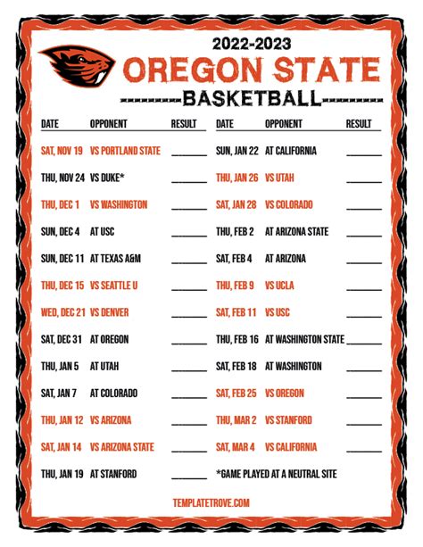 2022 2023 College Basketball Schedules Pac 12