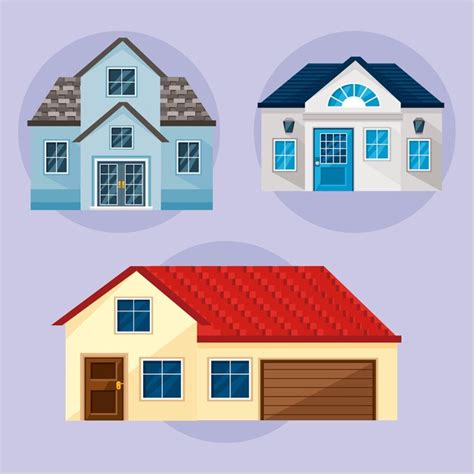 Premium Vector Houses Icon Collection With Windows