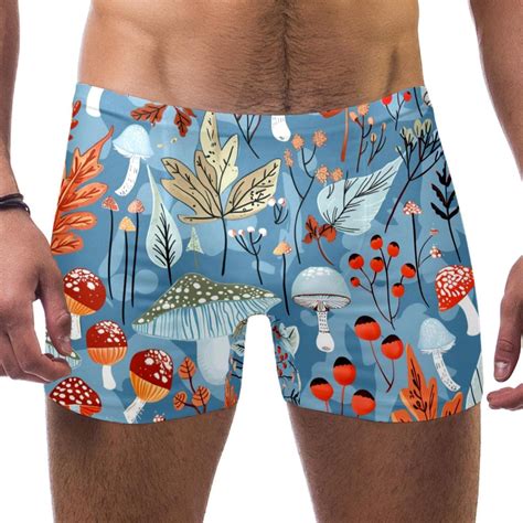 Swim Jammers For Men Mens Swim Briefs Cartoon Forest Mushroom Flower