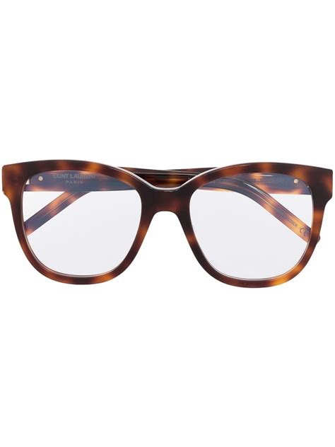 Saint Laurent Eyewear Tortoise Shell Square Frames Farfetch