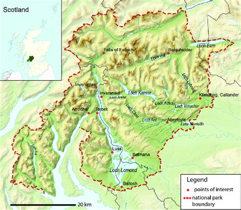 1 Map Of Loch Lomond And The Trossachs National Park Study Area Base