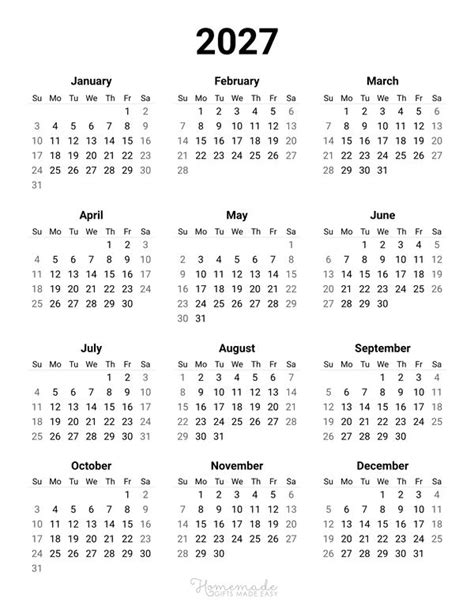 Free Yearly Calendar Printables For 2024 2025 2026 And Beyond