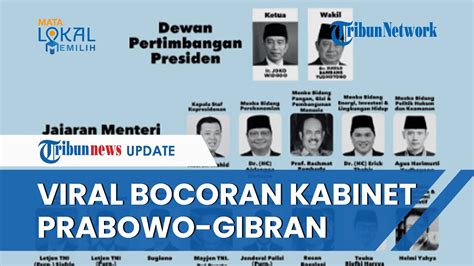 Viral Bocoran Kabinet Prabowo Gibran Jokowi SBY Jabat Wantimpres TKN