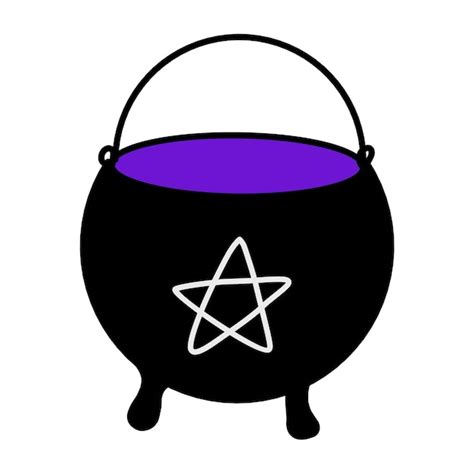 Premium Vector Vector Isolated Halloween Element Black Magic Cauldron