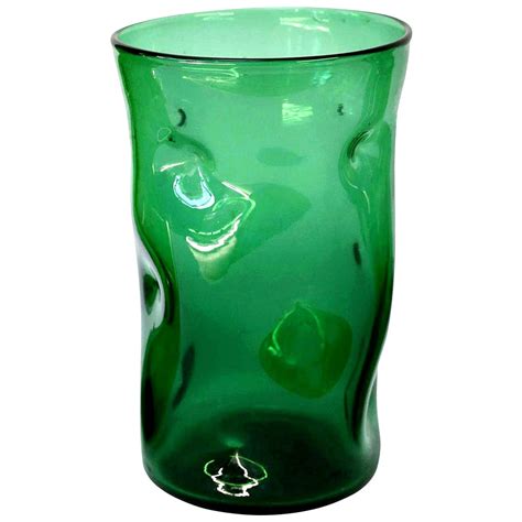 Italian Green Glass Vase By Empoli For Sale At 1stdibs