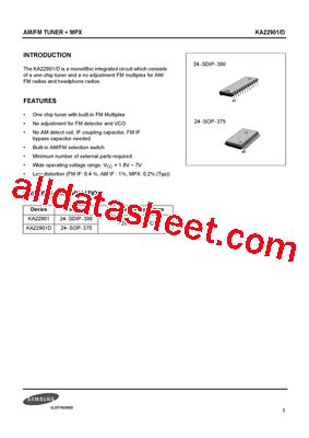 KA22901 Datasheet PDF Samsung Semiconductor