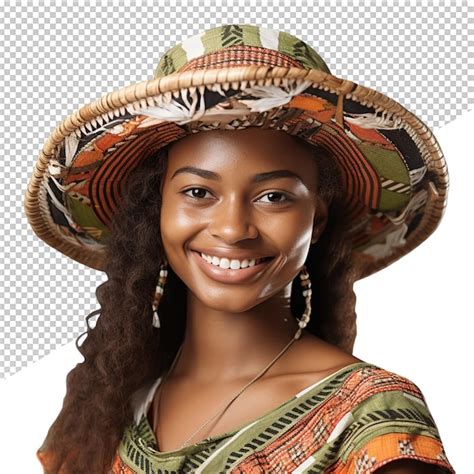 Premium Psd A Woman Wearing A Hat That Says Quot She Is Smiling Quot