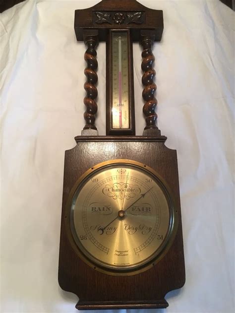 Vintage Oak Barometer C1930s Chanoeable Made In Britain Ebay Vintage