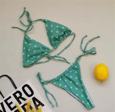 Green Polka Dot Bikini 女裝 泳裝 泳衣 On Carousell