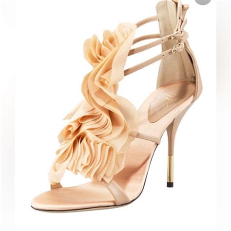 Giuseppe Zanotti Shoes Giuseppe Zanotti Nude Ruffle T Strap Sandal Poshmark
