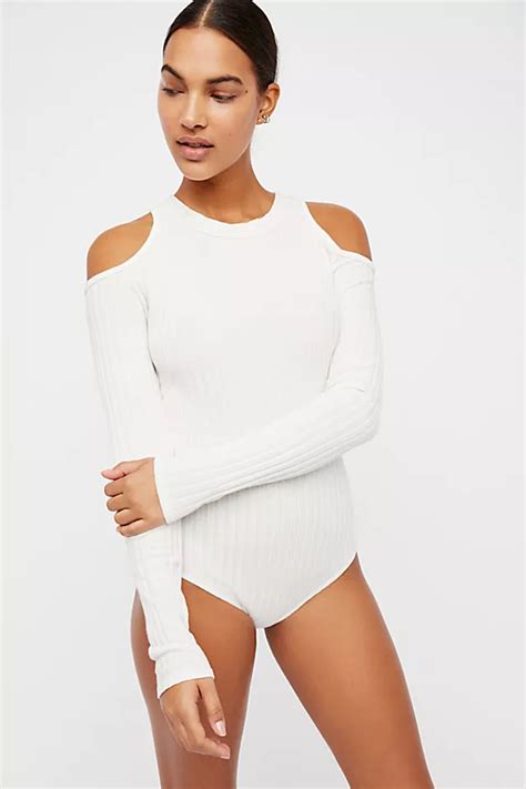 Grace Ribbed Cold Shoulder Bodysuit Free People