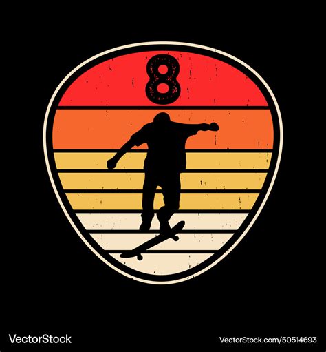 Skateboard skater retro vintage t-shirt design Vector Image