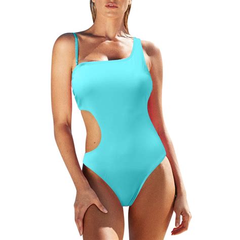 Fashion Monokini For Women Check Sling Corn One Shoulder High Waist