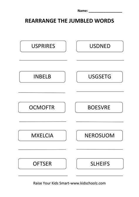 Jumbled Words Worksheets For Grade 5 K5 Learning 5th Grade Jumbled