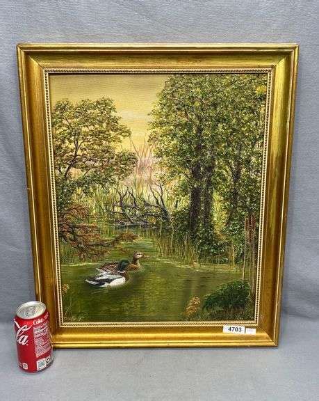 Vintage Mallard Duck Oil Painting-Signed - Dixon's Auction at Crumpton