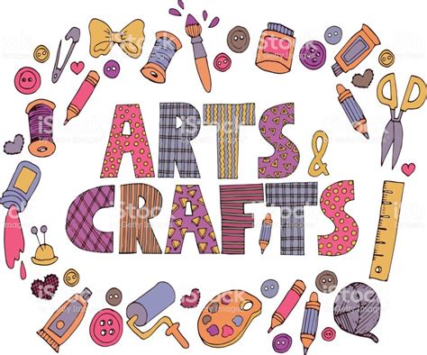 word arts  crafts surrounded  hand drawn doodles buttons
