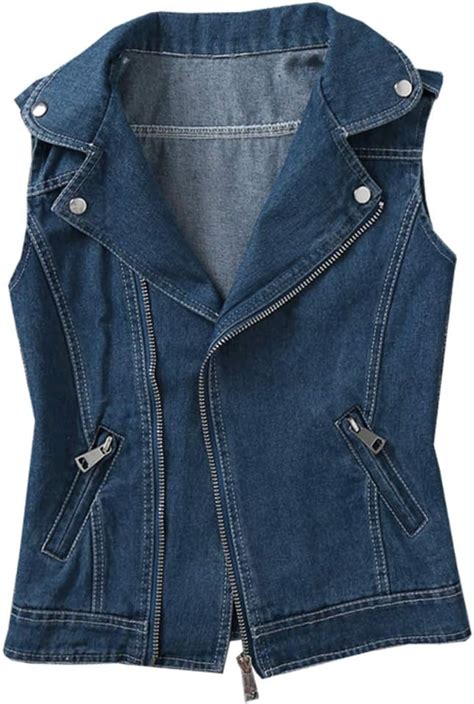 Kedera Women S Denim Vest Plus Size Lapel Waistcoat Jeans Vests Jacket