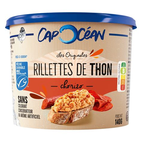 CAP OCEAN Rillettes De Thon Chorizo Sans Conservateur MSC 140g Pas Cher