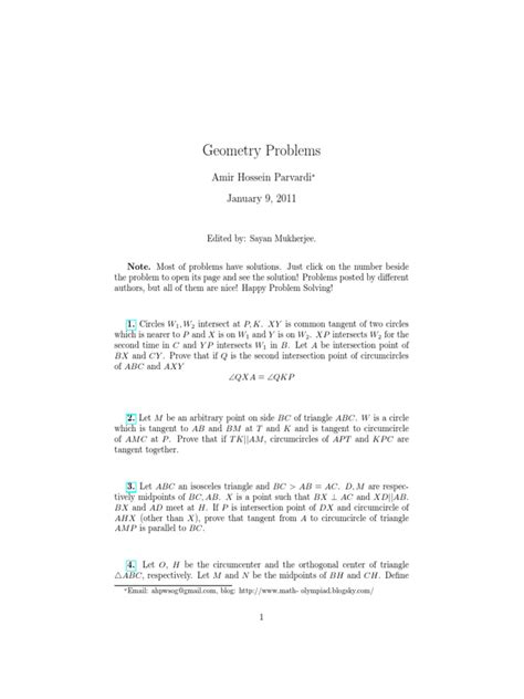 GEOMETRY PROBLEMS SOLUTIONS | PDF | Triangle | Elementary Geometry