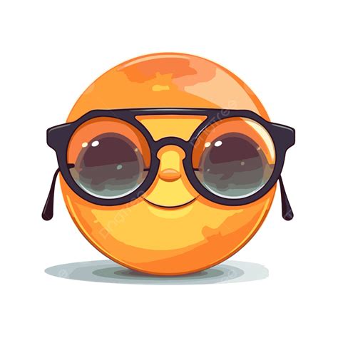 Sun Glasses Vector Sticker Clipart Cute Smiley Character On White Background With Sunglasses