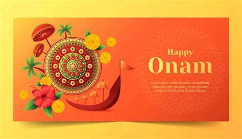 Free Vector Gradient Horizontal Banner Template For Onam Festival