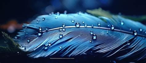 Premium AI Image Water Droplets On Feather In Blue Colors