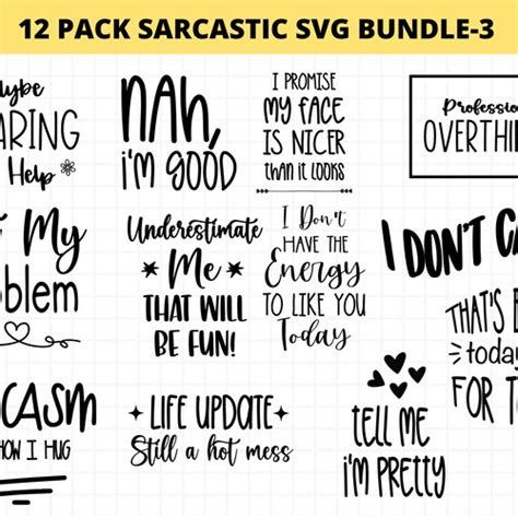 Sarcastic SVG Bundle Funny Svg Snarky Svg Bundle Sassy Svg Etsy