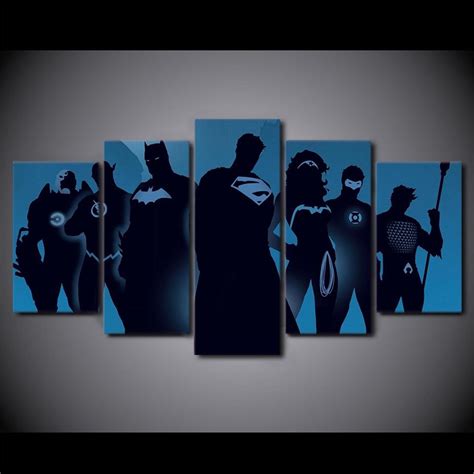 Comics Superheroes – Dc 5 Panel Canvas Art Wall D Cor – Canvas Storm