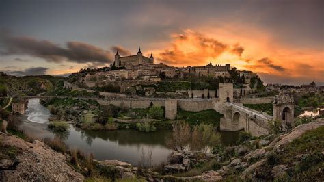 landscapes castles grass spain rivers cities skies wallpaper