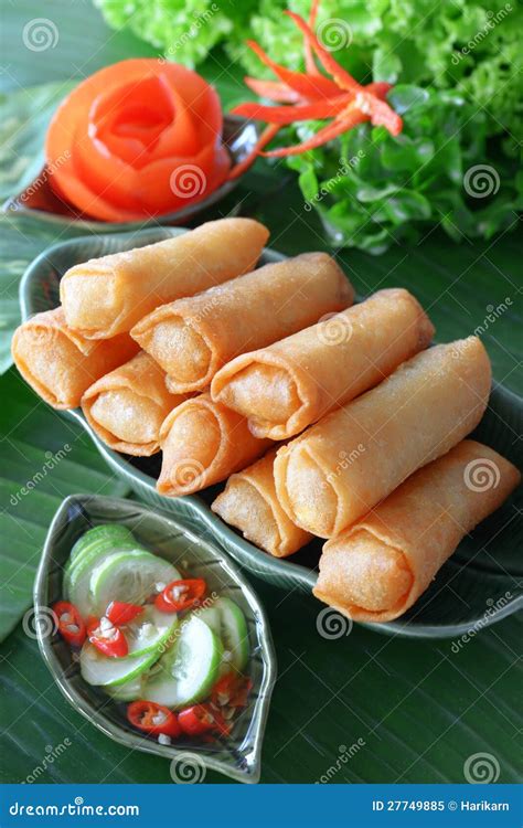 Crispy Chinese Traditional Spring Rolls Food Stock Image Image Of