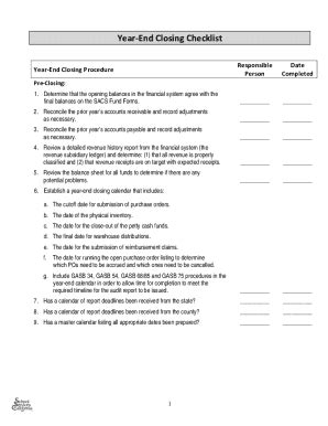 Fillable Online Year End Closing Checklist Docx Fax Email Print Pdffiller