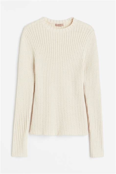 Rib Knit Top Light Beige Ladies Handm Us