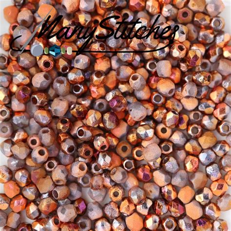 Etched Crystal Full Sunset 3mm Fire Polish Round Bead 50 Or 100 Beads Etsy