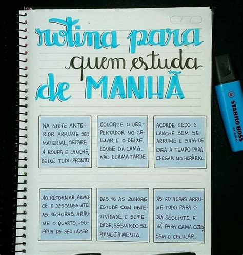 Rotina Para Quem Estuda De Manh School Organization Notes Study