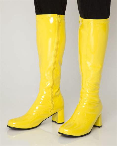 Yellow Knee High Platform Boots 60s 70s Fashion Boots Yellow Boots