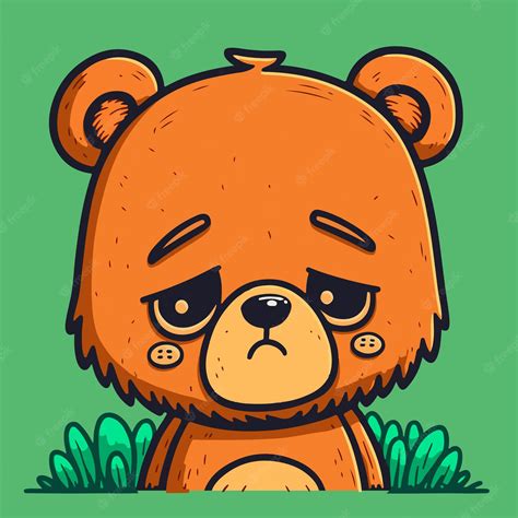 Premium Vector | Sad Bear face Illustrator drawing