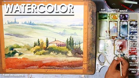 Watercolor Painting : Italian Summer | Countryside Painting