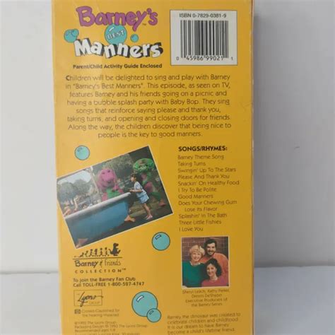 Barney And Friends Collection Barney S Best Manners Vhs Tape