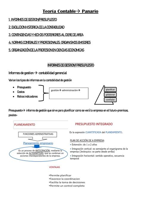 Teoría Contable Resumen Teoria planificar gestionar controlar TeorÌa