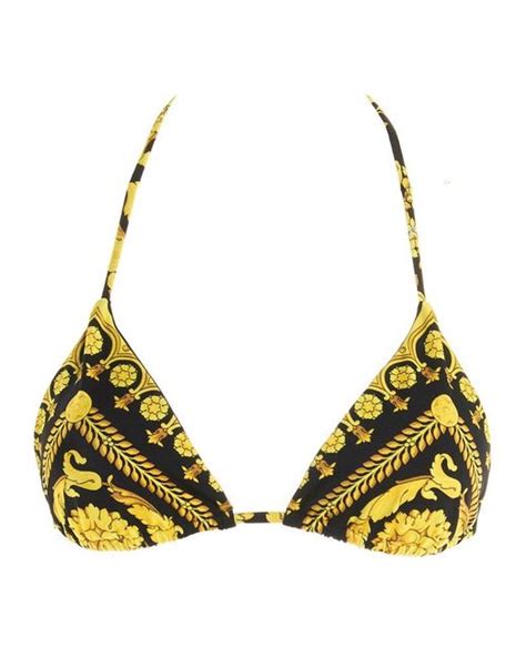 Versace Synthetic Baroque Print Triangle Bikini Top Lyst Australia