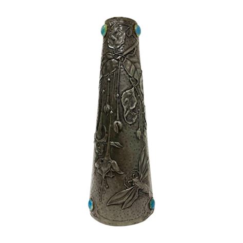 Bright Pewter Antique French Art Nouveau Vase Circa At Stdibs