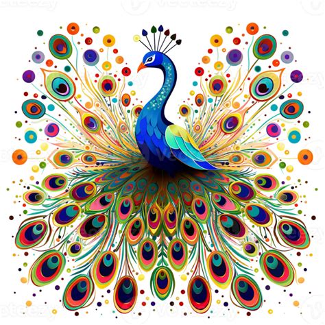 A Beautiful Peacock With Colorful Feathers Open Side View Digital