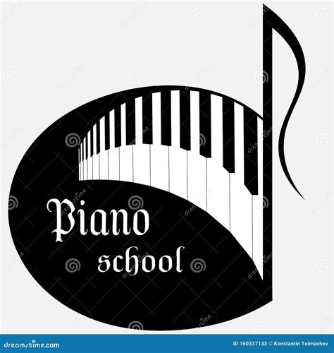 Music School Logo In The Form Of A Note With Piano Keys Stock Vector