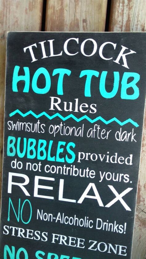 Personalized Hot Tub Rules Sign Wooden Wall Art Hand
