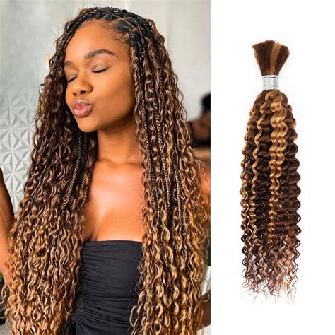 Amazon Auroo Braiding Hair Honey Blonde Highlight Deep Wave Bulk