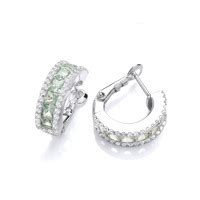 Silver Mint Cubic Zirconia Hoop Earrings Cavendish French