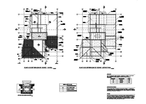 Roof Distribution Plan Structural And Pluvial Cad Drawing Details Dwg